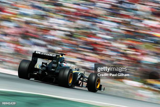 Jarno Trulli of Italy and Lotus drives during the Spanish Formula One Grand Prix at the Circuit de Catalunya on May 9, 2010 in Barcelona, Spain.