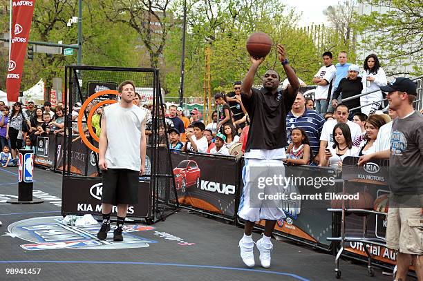 Ty Lawson of the Denver Nuggets participates in the NBA Nation Mobile Basketball Tour on May 9, 2010 at the ÒCinco De Mayo Festival" in Denver,...