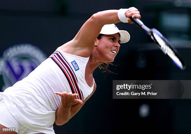 Jennifer Capriati of the USA in action against Sandrine Testud of France during the women's fourth round of The All England Lawn Tennis Championship...