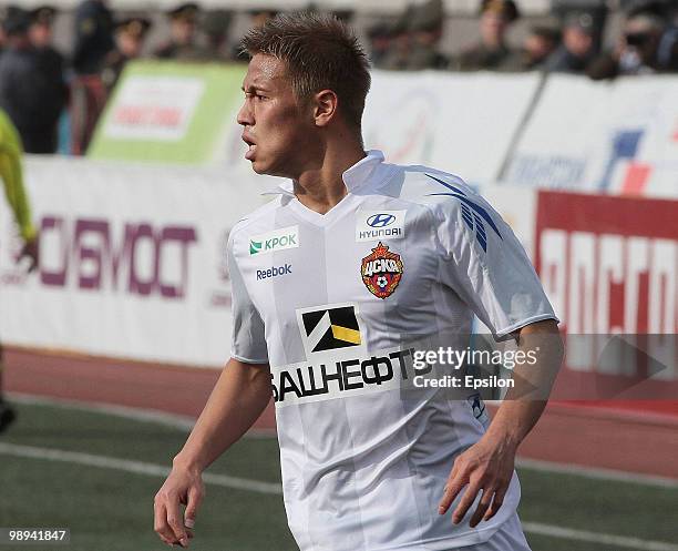 Keisuke Honda of PFC CSKA Moscow in action during the Russian Football League Championship match between PFC CSKA Moscow and Sibir, Novosibirsk at...