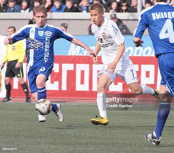 Keisuke Honda of PFC CSKA Moscow in action during the Russian Football League Championship match between PFC CSKA Moscow and Sibir, Novosibirsk at...