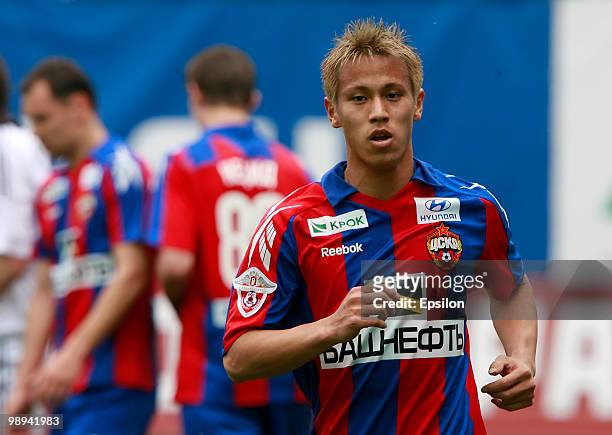 Keisuke Honda of PFC CSKA Moscow in action during the Russian Football League Championship match between PFC CSKA Moscow and FC Tom Tomsk at the...