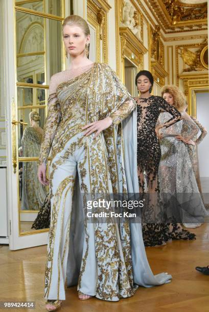 Models walk the runway during the Hany El Behairy Show As part of 25th Oriental Fashion Haute Couture Fall Winter 2018/2019 show as part of Paris...