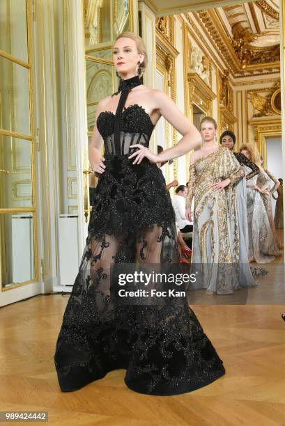 Models walk the runway during the Hany El Behairy Show As part of 25th Oriental Fashion Haute Couture Fall Winter 2018/2019 show as part of Paris...