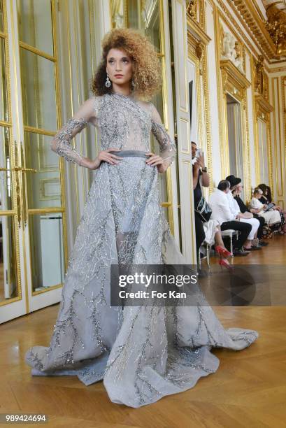 Model walks the runway during the Hany El Behairy Show As part of 25th Oriental Fashion Haute Couture Fall Winter 2018/2019 show as part of Paris...