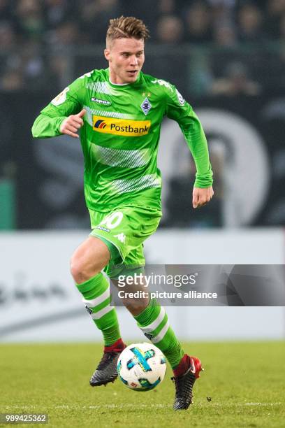 Gladbach's Nico Elvedi in action during the German DFB Cup soccer match between Borussia Moenchengladbach and Bayer Leverkusen in Borussia-Park in...