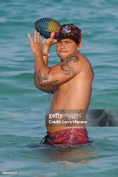 Pauly D Delvecchio of the Jersey Shore is sighted on May 9, 2010 in Miami Beach, Florida.
