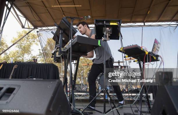 Musician Emmit Fenn performs at the SANJAM Annual Block Party at Oakwood Park on July 1, 2018 in Venice, California.