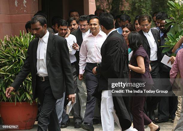 Reliance Natural Resources Ltd chief Anil Ambani comes out of the Supreme Court in New Delhi on Friday, May 7, 2010. A three-judge Bench comprising...