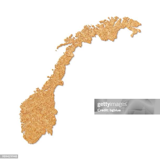norway map in cork board texture on white background - cork texture stock illustrations