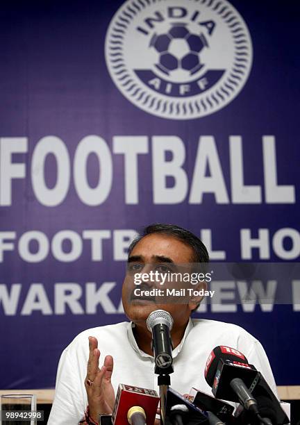 Praful Patel at a press conference by the All India Football Federation in New Delhi on Friday, May 7, 2010.