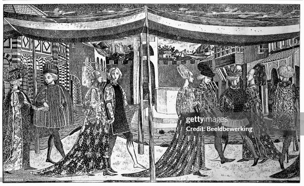 15th century florence marriage procession engraving from 1895