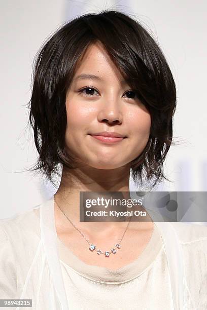 Actress Maki Horikita attends the NTT DoCoMo Inc.'s new TV commercial press conference at Grand Hyatt Tokyo on May 10, 2010 in Tokyo, Japan. NTT...