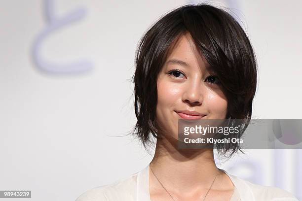 Actress Maki Horikita attends the NTT DoCoMo Inc.'s new TV commercial press conference at Grand Hyatt Tokyo on May 10, 2010 in Tokyo, Japan. NTT...