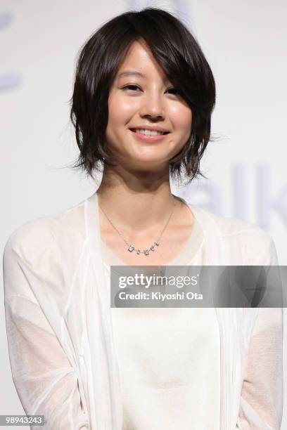 Actress Maki Horikita attends the NTT DoCoMo Inc.'s new TV commercial press conference at Grand Hyatt Tokyo on May 10, 2010 in Tokyo, Japan. NTT...