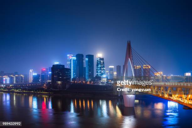 chongqing skyline at night - yongyuan stock pictures, royalty-free photos & images