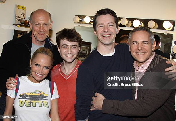 *Exclusive Coverage* Producer Neil Meron, Kristin Chenoweth, Daniel Radcliffe , Sean Hayes and Producer Craig Zadan pose backstage at the hit musical...