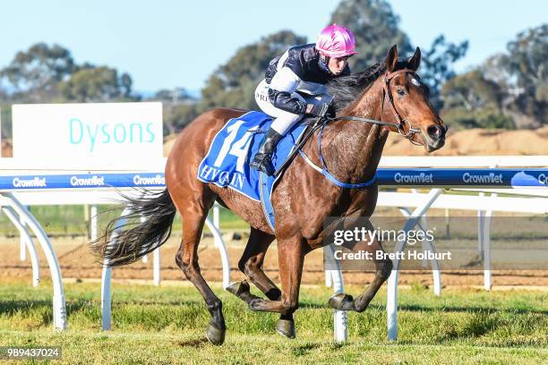 Geneva Diva ridden by Rebeka Prest wins the CrownBet BM64 Handicap at Wangaratta Racecourse on July 02, 2018 in Wangaratta, Australia.