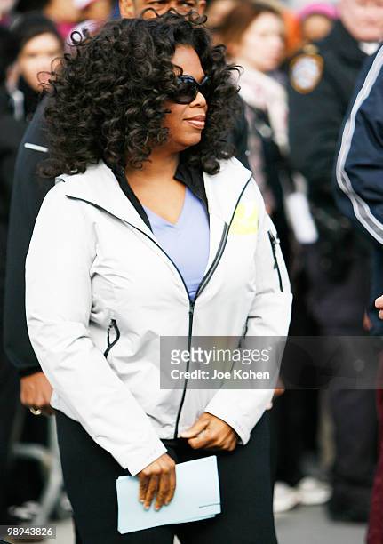 Oprah Winfrey attends a charity walk to celebrate the 10th anniversary of "O, The Oprah Magazine" on May 9, 2010 in New York City.
