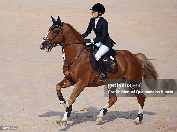 Charlotte Casiraghi rides Ad Troy during day three of the Global Champions Tour 2010 at Ciudad de Las Artes y Las Ciencias on May 9, 2010 in...