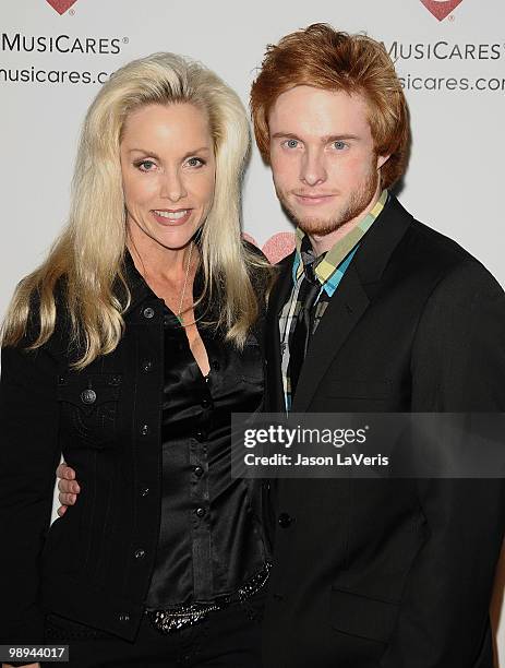 Cherie Currie of The Runaways and son Jake Hays attend the 6th annual MusiCares MAP Fund benefit concert at Club Nokia on May 7, 2010 in Los Angeles,...
