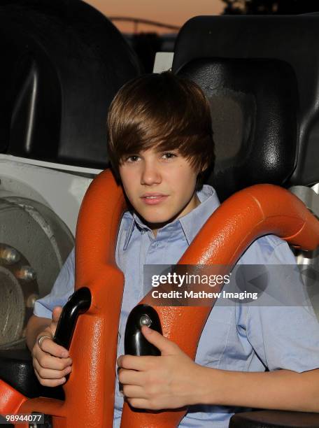 Justin Bieber visits Six Flags Magic Mountain on May 8, 2010 in Valencia, California.