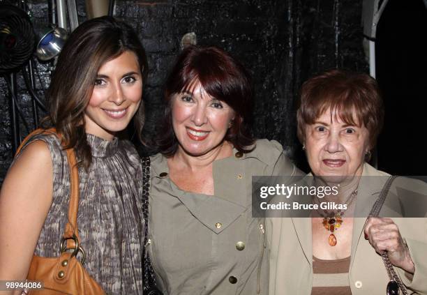 Jamie-Lynn Sigler, her mother Consuela and grandmother pose backstage on Mother's Day at the hit musial "In The Heights" on Broadway at The Richard...