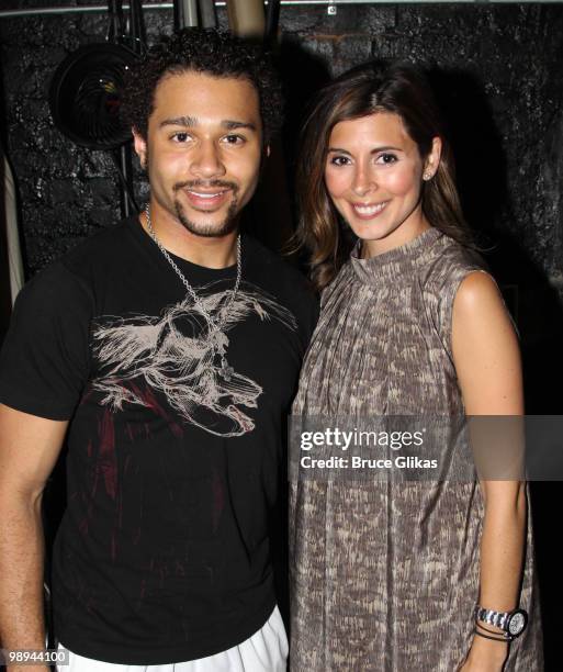 Corbin Bleu and Jamie-Lynn Sigler pose backstage at the hit musial "In The Heights" on Broadway at The Richard Rogers Theater on May 9, 2010 in New...