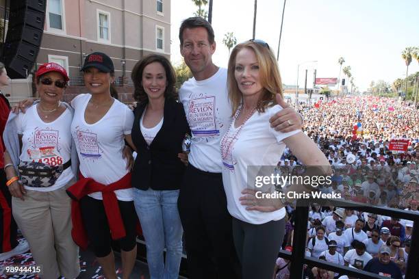 Patricia Inaba-Chu, Carrie Ann Inaba, Lilly Tartikoff, James Denton and Marg Helgenberger attend the 17th Annual EIF Revlon Run/Walk for Women on May...