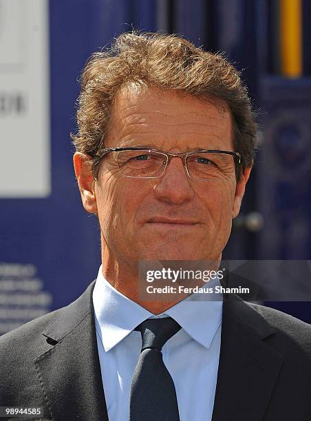 Fabio Capello attends photocall to launch England 2018 World Cup Bid book at Wembley Stadium on May 10, 2010 in London, England.