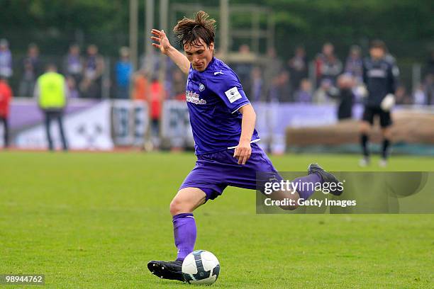 Thomas Birk of Aue during the Third League match between Werder Bremen II and Erzgebirge Aue at the "Platz 11" stadium on May 8, 2010 in Bremen,...