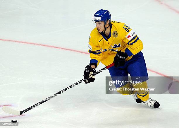 Erik Karlsson of Sweden in action during the IIHF World Championship group C match between Czech Republic and France at SAP Arena on May 9, 2010 in...