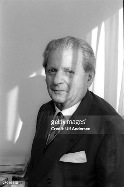French philosopher Emmanuel Levinas poses at home on January 10, 1988 in Paris,France.