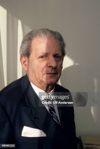 French philosopher Emmanuel Levinas poses at home on January 10, 1988 in Paris,France.