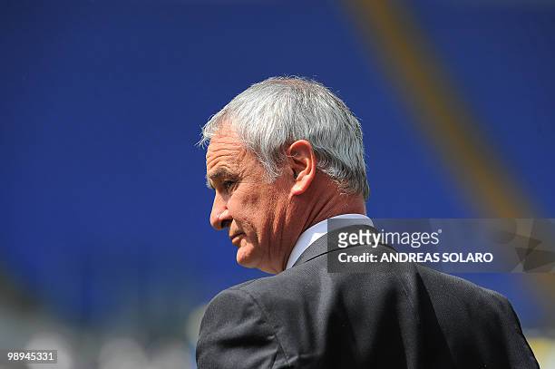 Roma's coach Claudio Ranieri reacts before his team's Italian Serie A football match on May 9, 2010 at Rome's Olympic stadium. AFP PHOTO / ANDREAS...