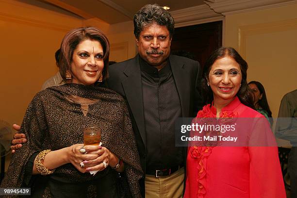 Khushii chairman Kapil Dev with wife Romi and designer Leena Singh at Khushii's Art on Wheels auction titled Main Bade Hoke Truck Banunga in New...