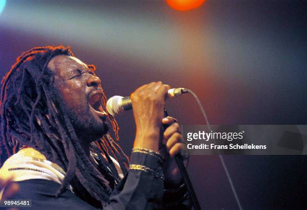 South African singer Lucky Dube performs live on stage at Melkweg in Amsterdam, Netherlands on August 30 1999