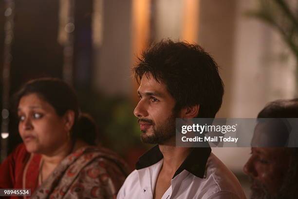 Shahid Kapur with actress Supriya Pathak at an event to meet the special children of Umeed, run under the aegis of the Air Force Wives Welfare...