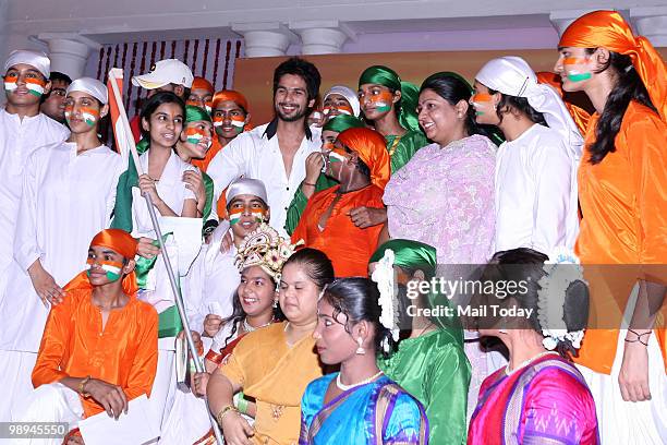 Shahid Kapur at an event to meet the special children of Umeed, run under the aegis of the Air Force Wives Welfare Association in New Delhi on May 8,...