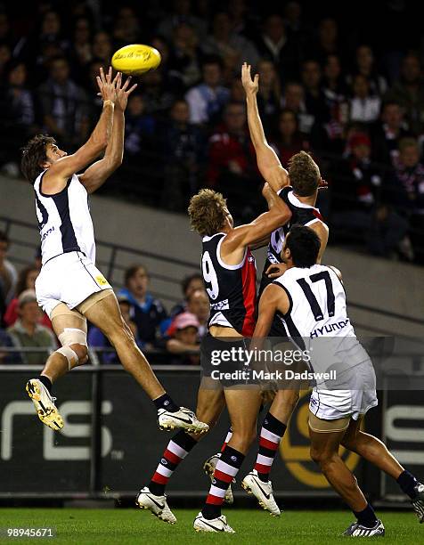 Jarrad Waite of the Blues marks during the round seven AFL match between the St Kilda Saints and the Carlton Blues at Etihad Stadium on May 10, 2010...