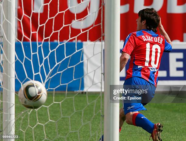 Alan Dzagoev of PFC CSKA Moscow celebrates after scoring a goal during the Russian Football League Championship match between PFC CSKA Moscow and FC...