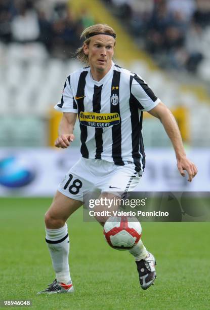 Christian Poulsen of Juventus FC in action during the Serie A match between Juventus FC and Parma FC at Stadio Olimpico di Torino on May 9, 2010 in...