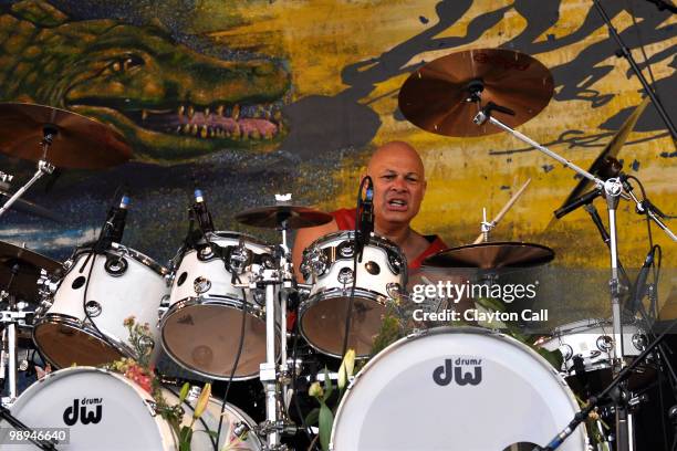 Narada Michael Walden performs with Jeff Beck at the Gentilly Stage on day six of New Orleans Jazz & Heritage Festival on May 1, 2010 in New Orleans,...