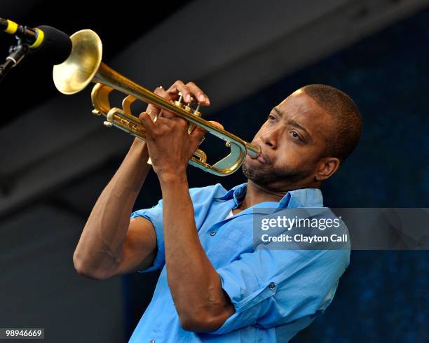 Troy 'Trombone Shorty' Andrews performs at the Gentilly Stage on day seven of New Orleans Jazz & Heritage Festival on May 2, 2010 in New Orleans,...