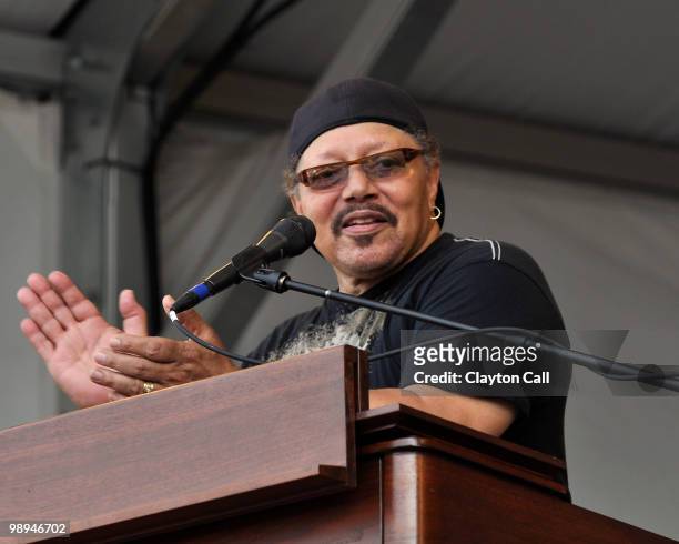 Art Neville performs with the Funky Meters at the Acura Stage on day two of New Orleans Jazz & Heritage Festival on April 24, 2010 in New Orleans,...