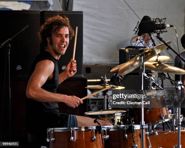 Joey Peebles performs with Trombone Shorty & Orleans Ave at the Gentilly Stage on day seven of New Orleans Jazz & Heritage Festival on May 2, 2010 in...