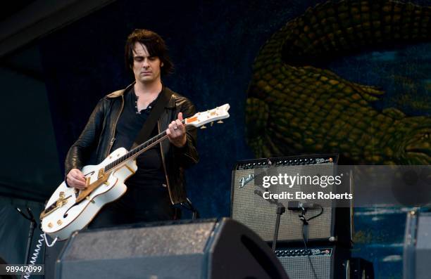 Dean Fertita of The Dead Weather performing at the New Orleans Jazz & Heritage Festival on May 2, 2010 in New Orleans, Louisiana.