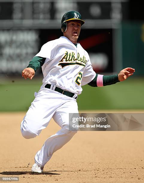Cliff Pennington of the Oakland Athletics runs the bases during the game between the Tampa Bay Rays and the Oakland Athletics on Sunday, May 9 at the...