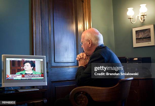 Senate Judiciary Committee Chairman Sen. Patrick Leahy watches from his office as President Barack Obama introduces his Supreme Court nominee,...