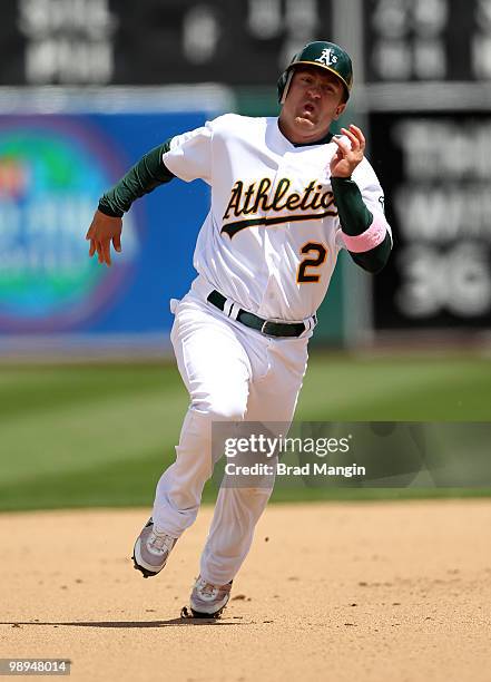 Cliff Pennington of the Oakland Athletics runs the bases during the game between the Tampa Bay Rays and the Oakland Athletics on Sunday, May 9 at the...